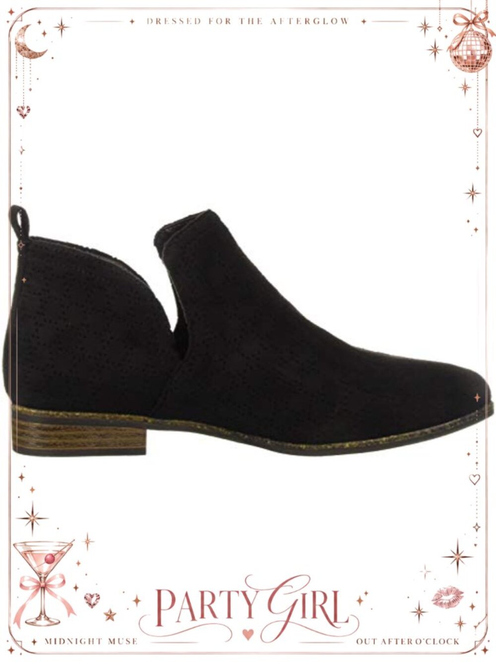 Women's Low Heel Slip On Ankle Bootie with Perforated Accents - Picture 5 of 6